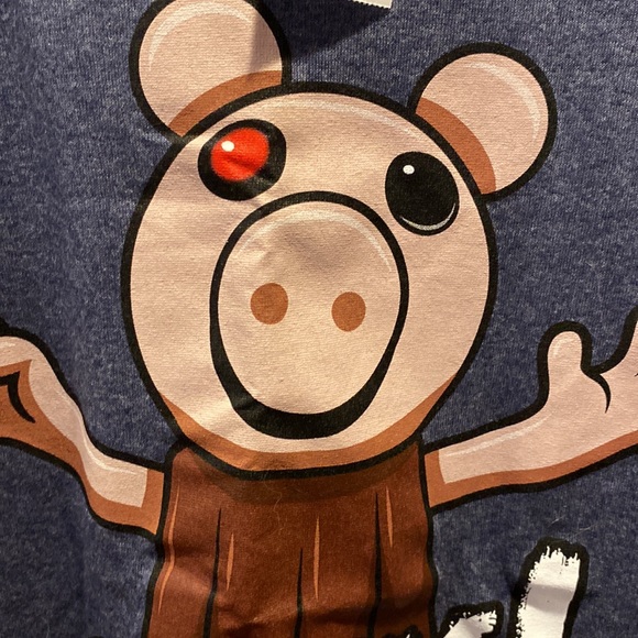 Roblox Piggy T-shirt Boy’s Extra Large Shirt Sleeve Graphic Tee Navy Blue - Picture 5 of 13